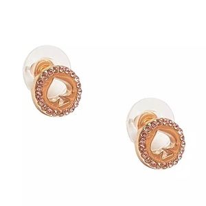 kate spade “spot the spade” rose gold earrings